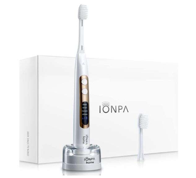 IONIC KISS IONPA DP Pearl White Home Premium USB Rechargeable Ionic Power Electric Toothbrush, Brushing Timer, 4 Modes, 2 Soft Extended Filament Brush Heads Made in Japan You, hyG, DP-111PW