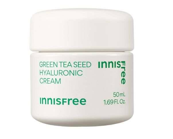 innisfree Green Tea Seed Hyaluronic Acid Cream With Squalane and Ceramides, Korean Hydrating Face Moisturizer and Balancing Cream